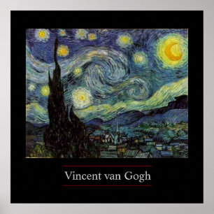 Nuit étoilée par van Gogh Poster post-impressionni