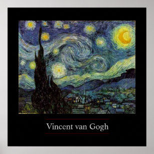 Nuit étoilée par van Gogh Poster post-impressionni