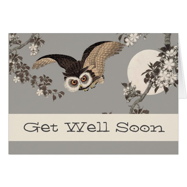 Nuit Japonaise Chouette Lune Bois Coupe Flying Nig (Devant horizontal)