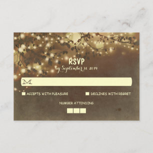 Nuit Lumières Mariage rustique Cartes RSVP