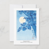 Nuit Lune de Cerise Fleurie Ohara Koson + Carte