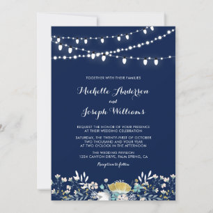 Nuit Marine & Gold Jardin de mariage Invitation
