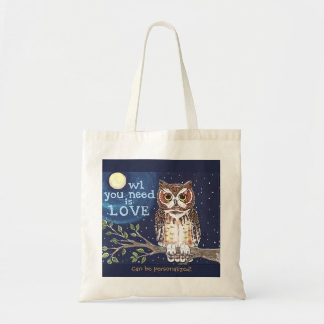 Nuit "Owl Love" Humoristique Sac fourre-tout de hi (Devant)