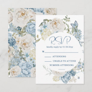 Nuit romantique bleu aquarelle Mariage floral RSVP