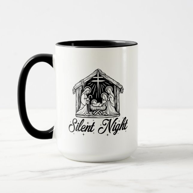 Nuit silencieuse - Noël Nativité Scène Mug (Gauche)
