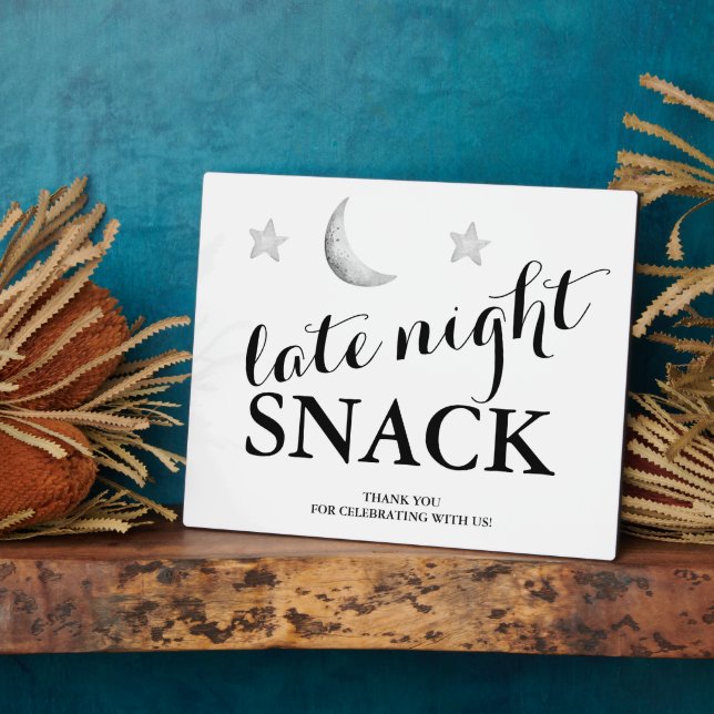 Nuit tardive Snack mariage signe Tabletop Plaque (Côté)