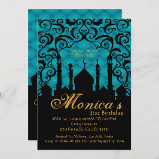 Nuits Arabes, Invitation d'anniversaire Turquoise