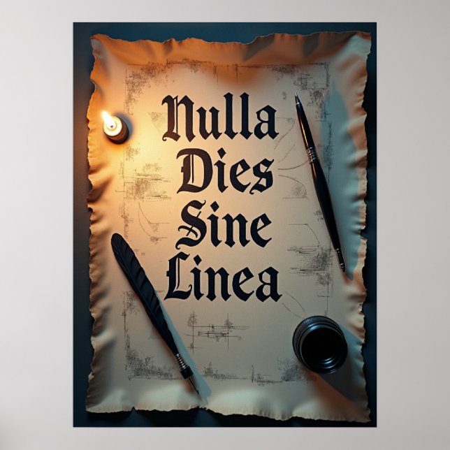 Nulla Dies Sine Linea Dark Academia Poster (Devant)