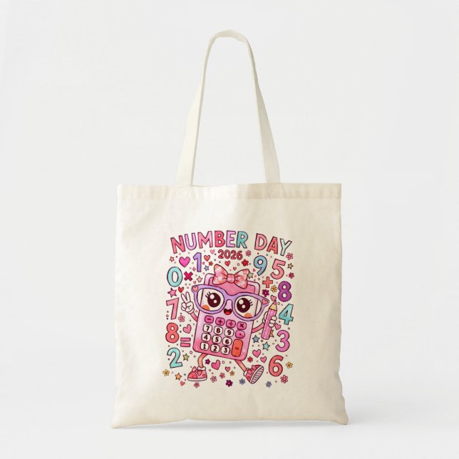 Number Day 2026 Cute Calculator Math Tote Bag (Devant)