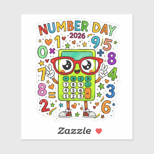 Number Day 2026 Cute Math Sticker for Kids (Feuille)