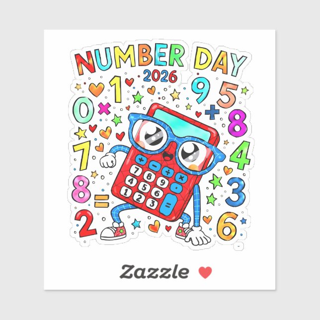 Number Day 2026 Cute Maths Sticker for Kids (Feuille)