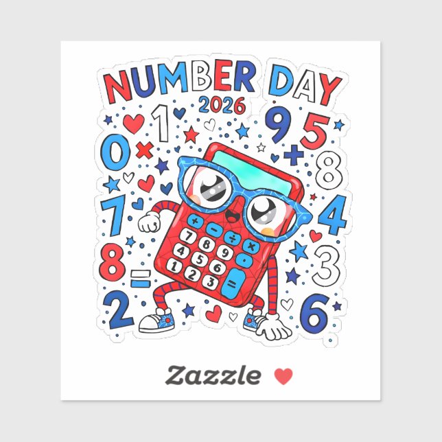 Number Day 2026 Cute Maths Sticker for Kids (Feuille)