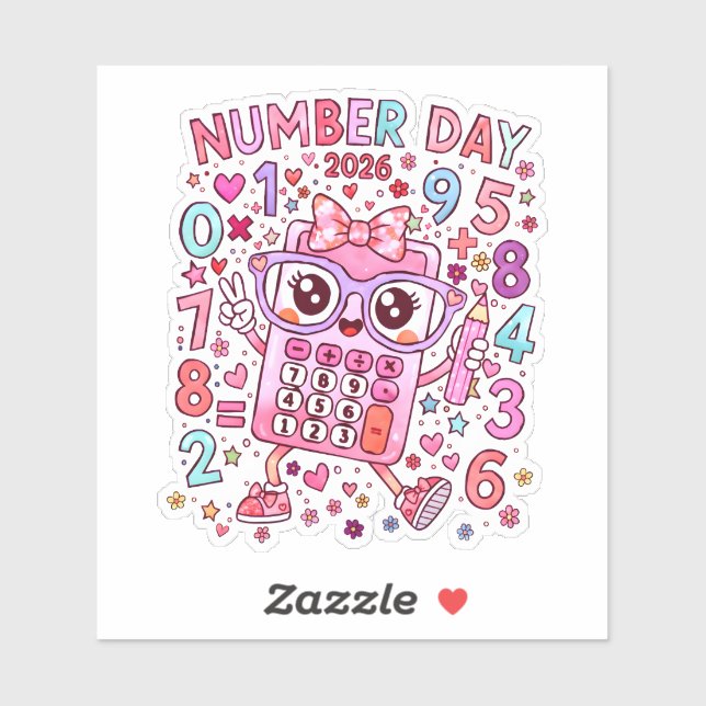 Number Day 2026 Cute Maths Sticker for Kids (Feuille)