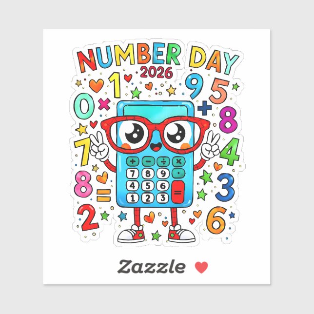 Number Day 2026 Cute Numbers Sticker for Kids (Feuille)