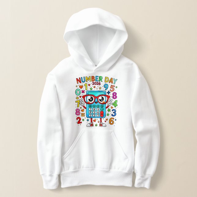 Number Day Kids Hoodie | Fun Maths Robot Numbers (Poser)