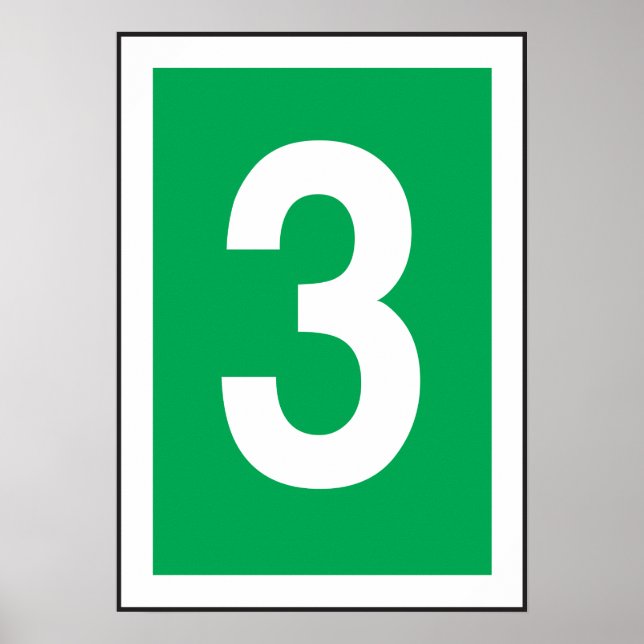 Number Three White And Green Poster (Devant)