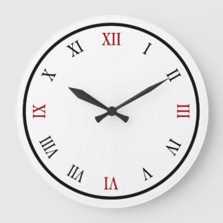 Numérique romain tendance horloge Mur Noir Rouge