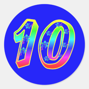 Numéro 10 Stickers Fleur de fête d'anniversaire
