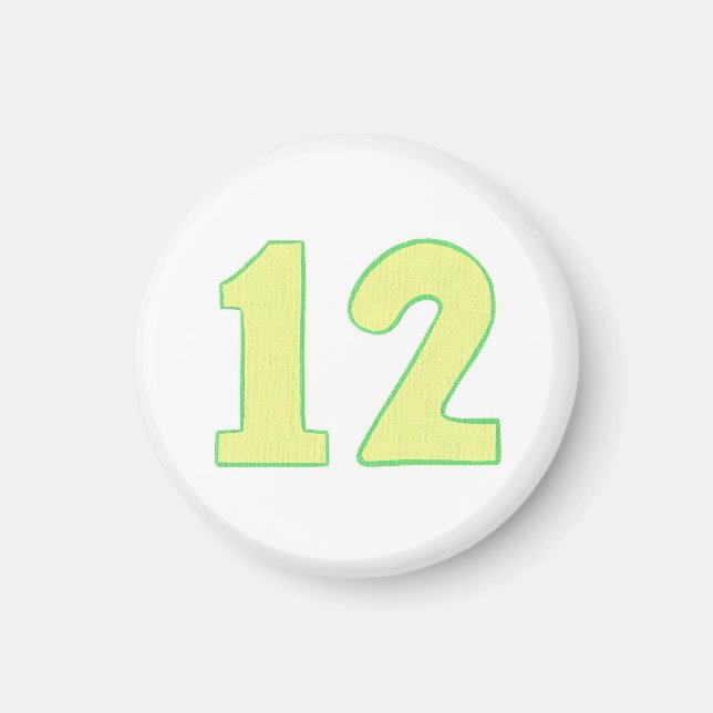 Numéro 12 aimant avec jaune et vert (Devant)