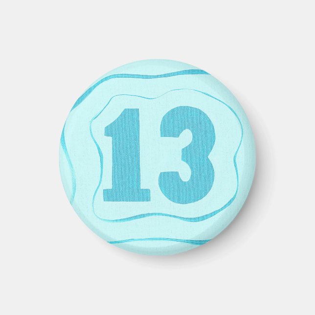Numéro 13 aimant avec ondulations bleu aqua (Devant)