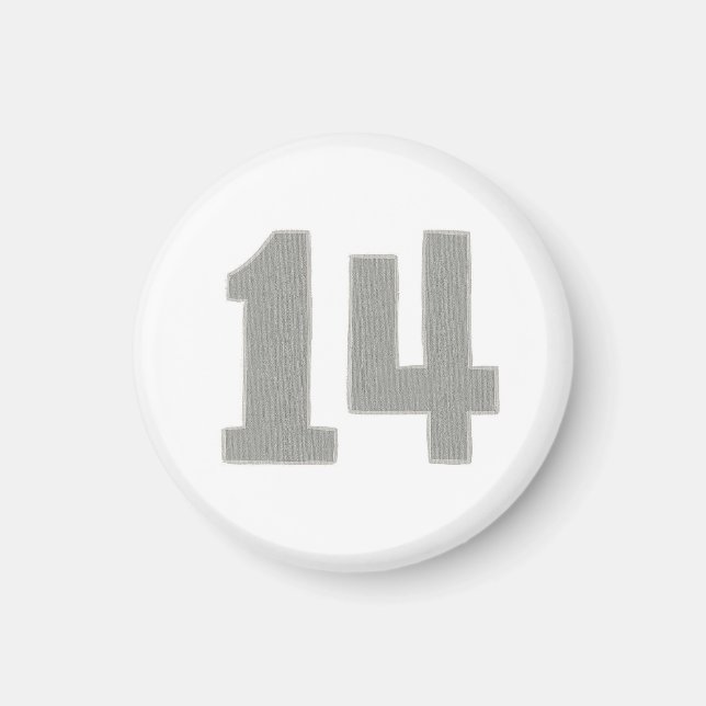 Numéro 14 aimant en argent et gris (Devant)