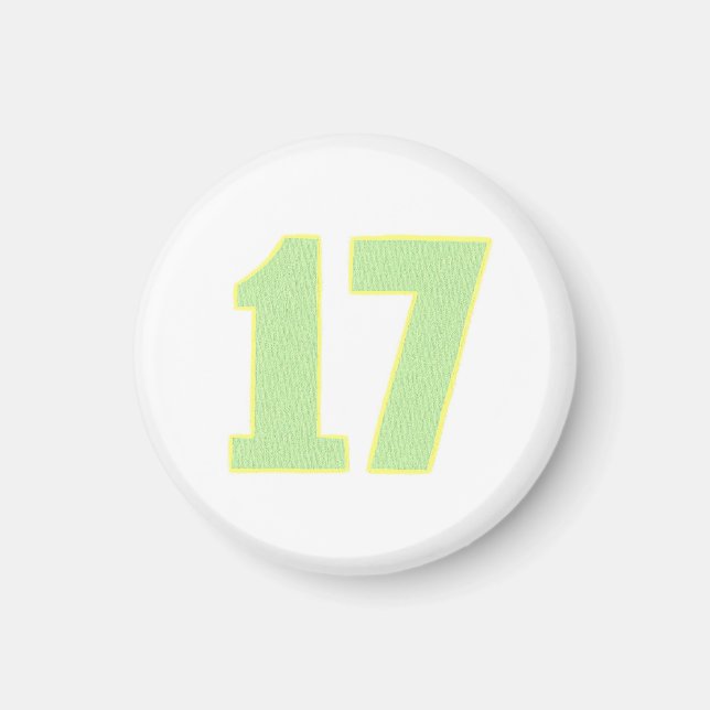Numéro 17 aimant en vert citron et jaune (Devant)