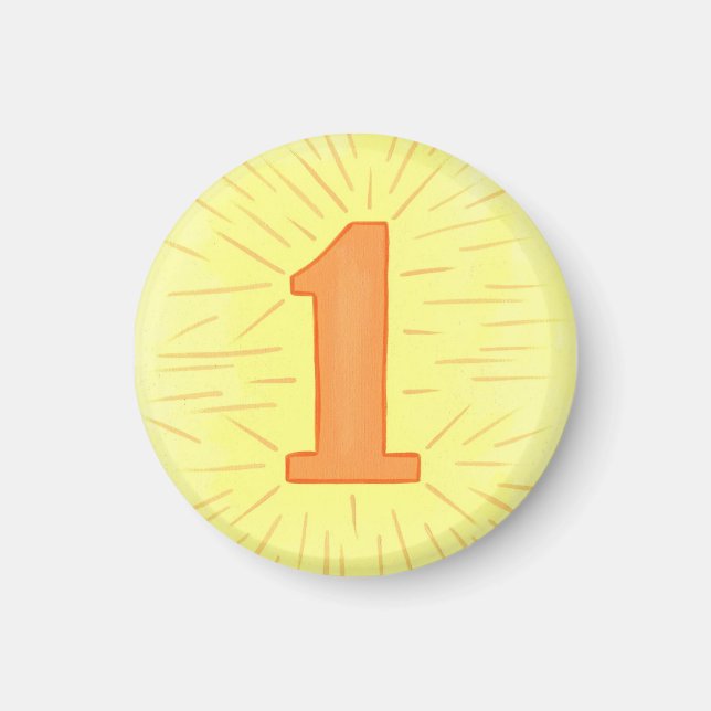 Numéro 1 aimant avec jaune et orange (Devant)