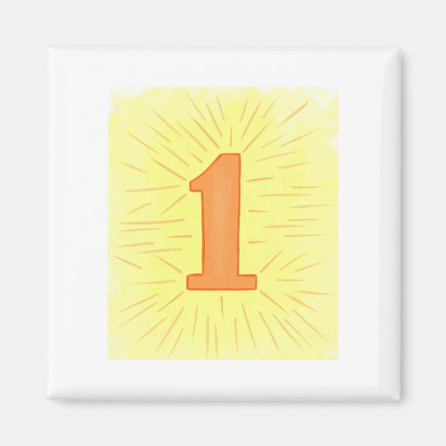 Numéro 1 en Magnet orange et jaune (Devant)