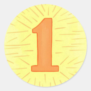 Numéro 1 en Stickers orange et jaune