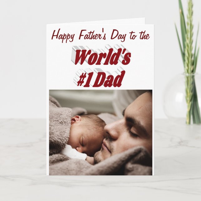 Numéro 1 Papa Fête des pères Photo Bourgogne Carte (Devant)