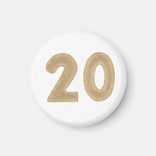 Numéro 20 en or sur magnet