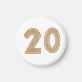 Numéro 20 en or sur magnet