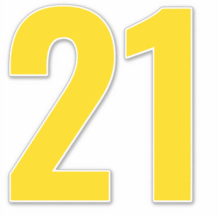 Numéro 21 Sticker or et blanc