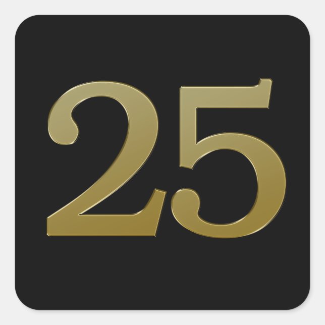 Numéro 25 Sticker Carré Gold (Devant)