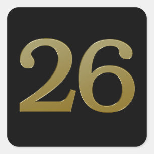 Numéro 26 Sticker Carré Gold