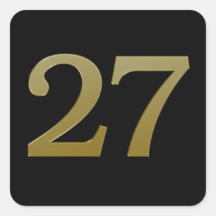 Numéro 27 Sticker Carré Gold