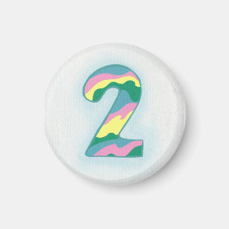 Numéro 2 aimant bleu rose jaune vert