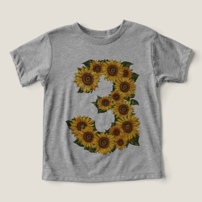 Numéro 3 Tournesols Thème 3 ans Petites filles (Design Recto)