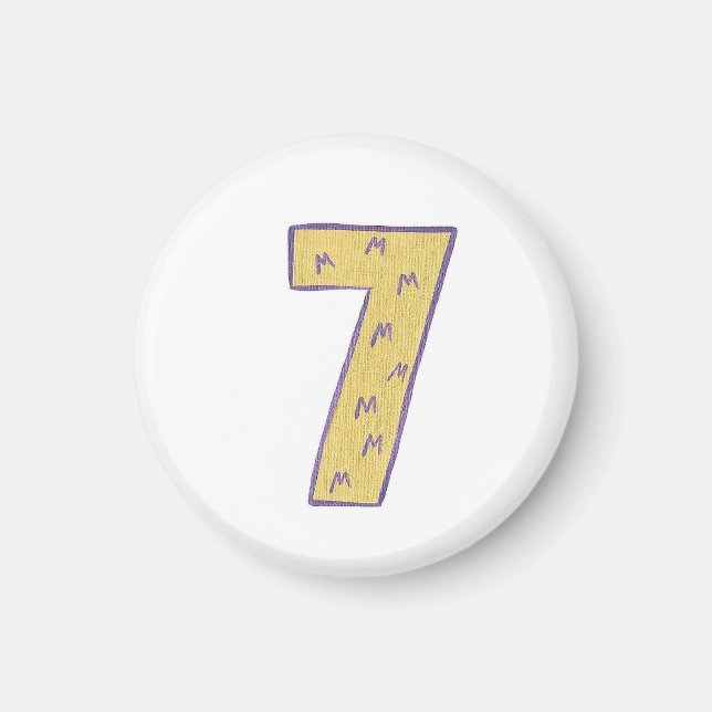 Numéro 7 aimant avec or et violet (Devant)