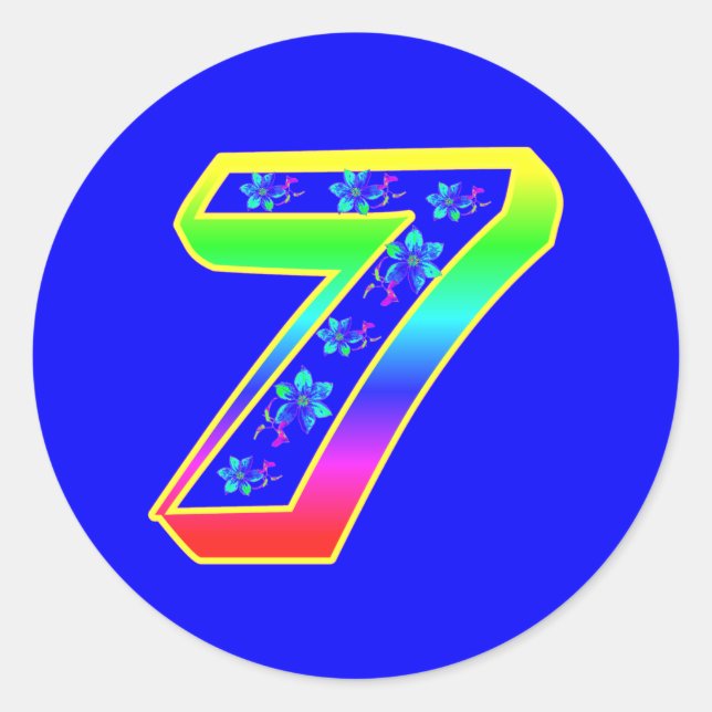 Numéro 7 Stickers Fleur d'anniversaire (Devant)
