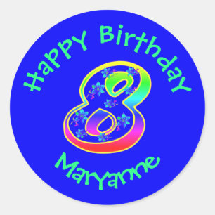 Numéro 8 Stickers Fleurs d'anniversaire