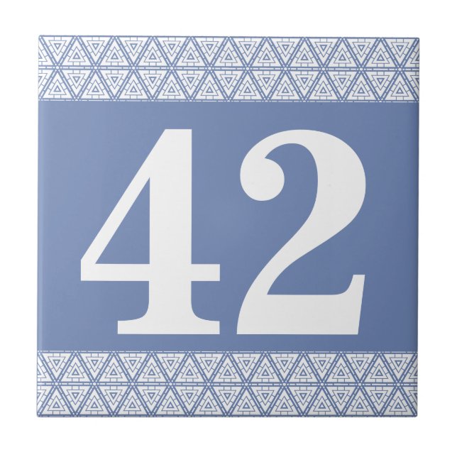 Numéro Carreaux bordure géométrique bleu et blanc (Devant)