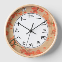 Numéro chinois Horloge Maple Tree Oiseau Art