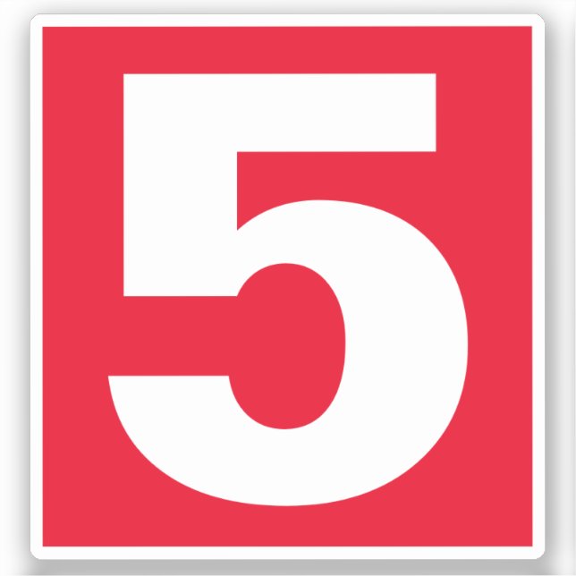 Numéro cinq Sticker rouge et blanc (Recto)