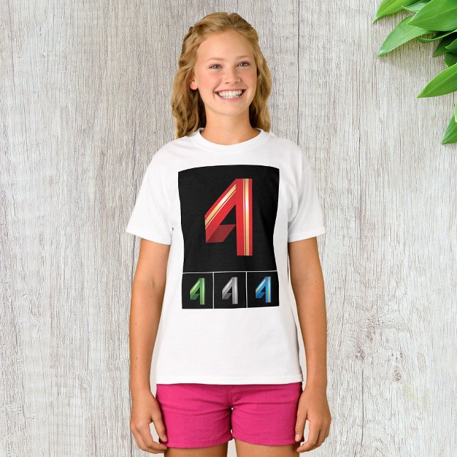 Numéro coloré Quatre filles T-shirt (Créateur téléchargé)