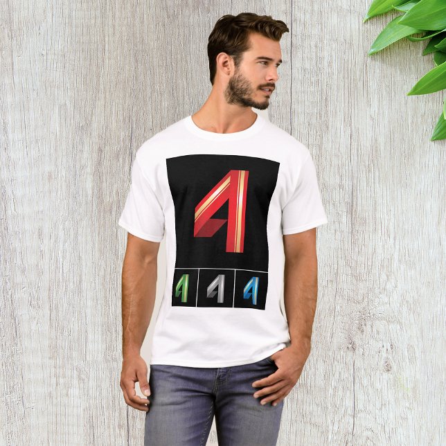 Numéro coloré Quatre Mens T-shirt (Créateur téléchargé)