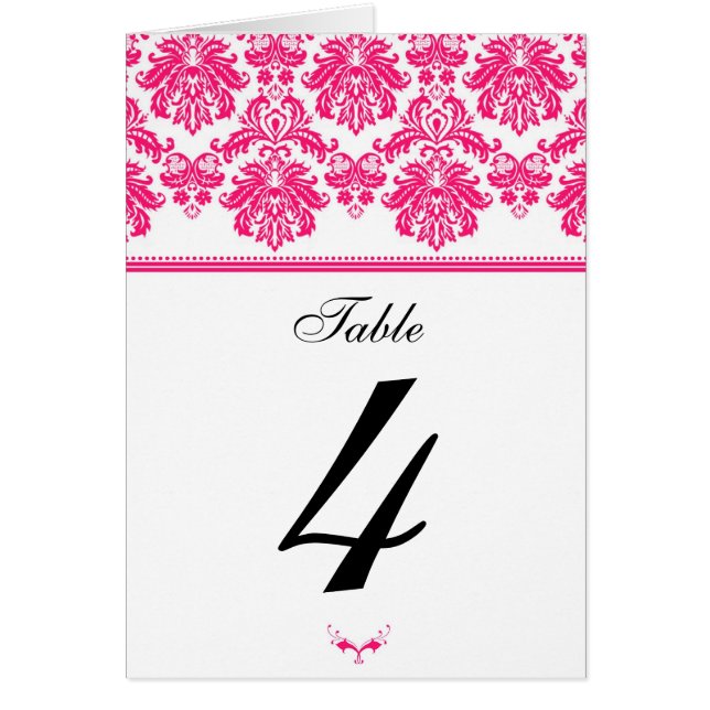 Numéro d'assise de la table de Damas rose chaud (Devant)