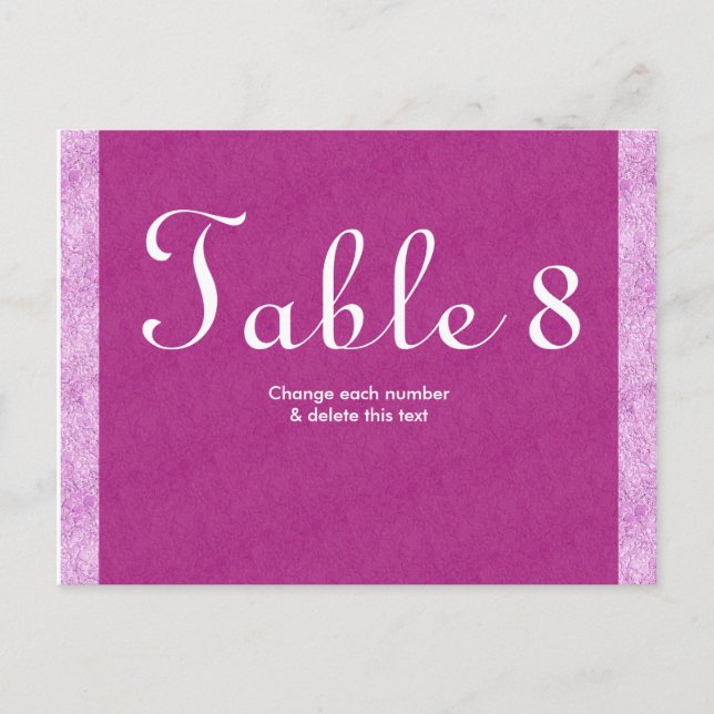 Numéro de carte de table mariage Carte postale (Devant)