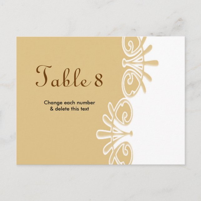 Numéro de carte de table mariage Carte postale (Devant)