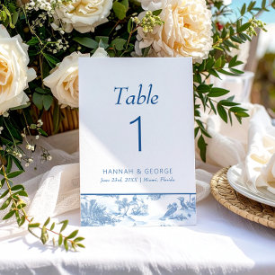 Numéro de la table Mariage Blue Coastal Toile